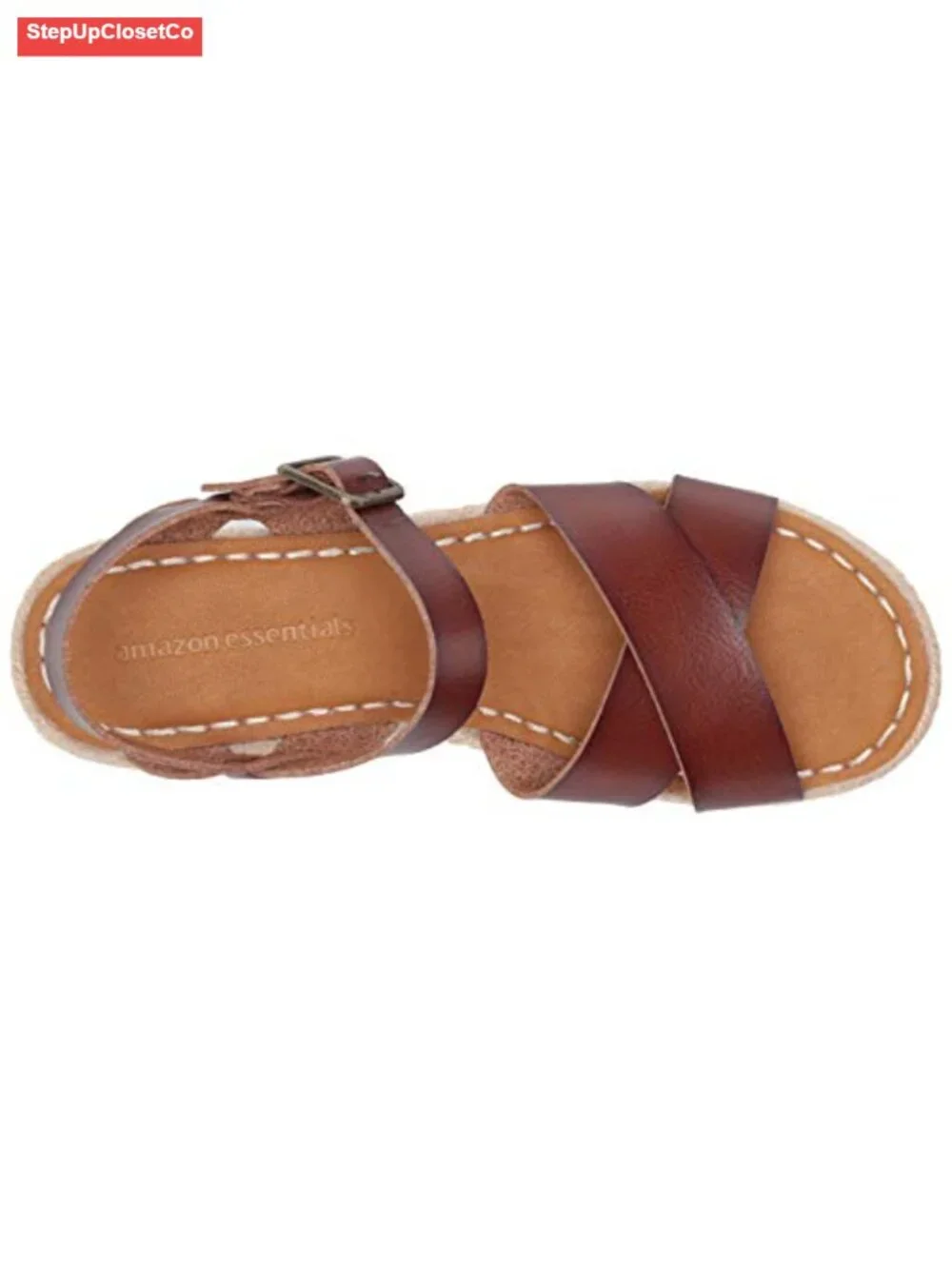 Women's Flatform Espadrille Ankle Strap Wedge Sandals Faux Leather